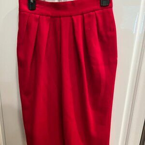 Red wool pleated skirt